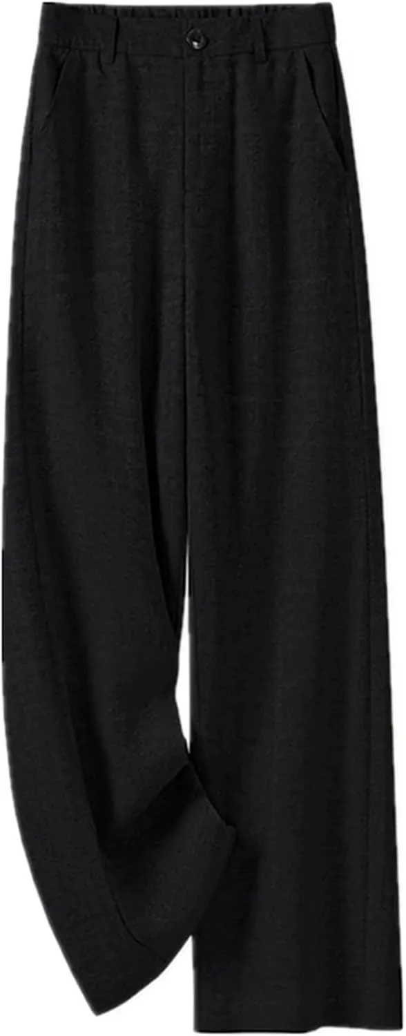 Women's Stretch Wide Leg Pants  Fashion Casual Linen Trousers Summer Beach Vacation Outfits