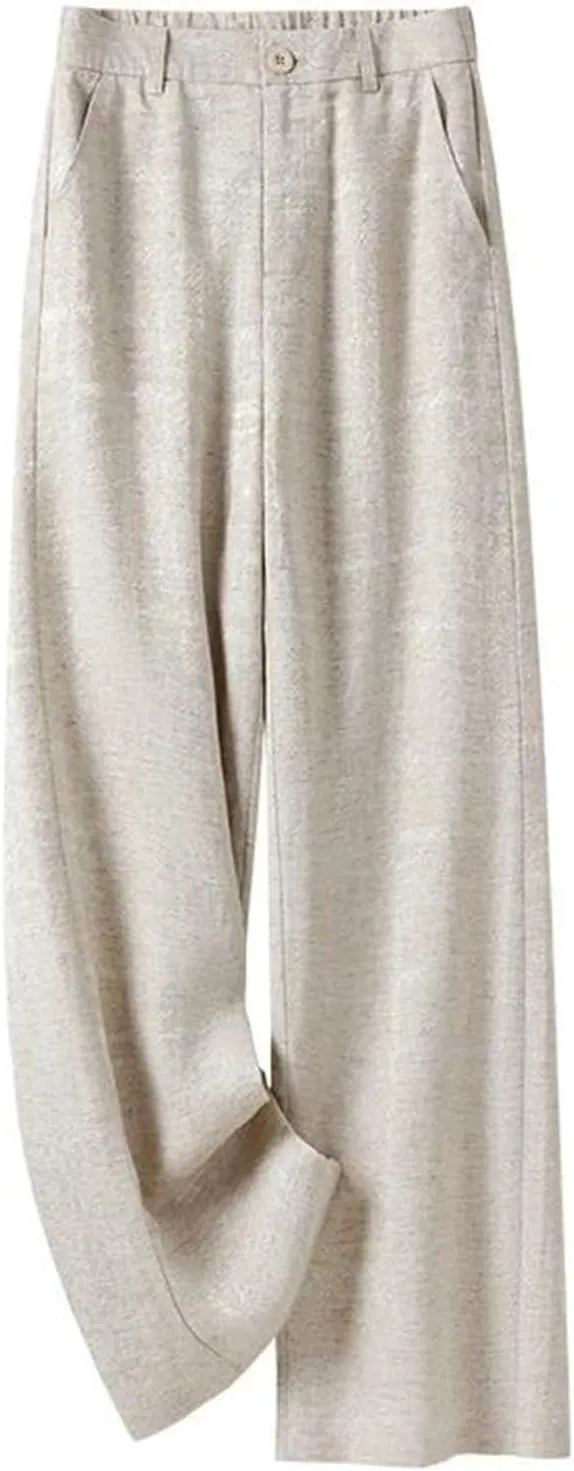 Women's Stretch Wide Leg Pants  Fashion Casual Linen Trousers Summer Beach Vacation Outfits