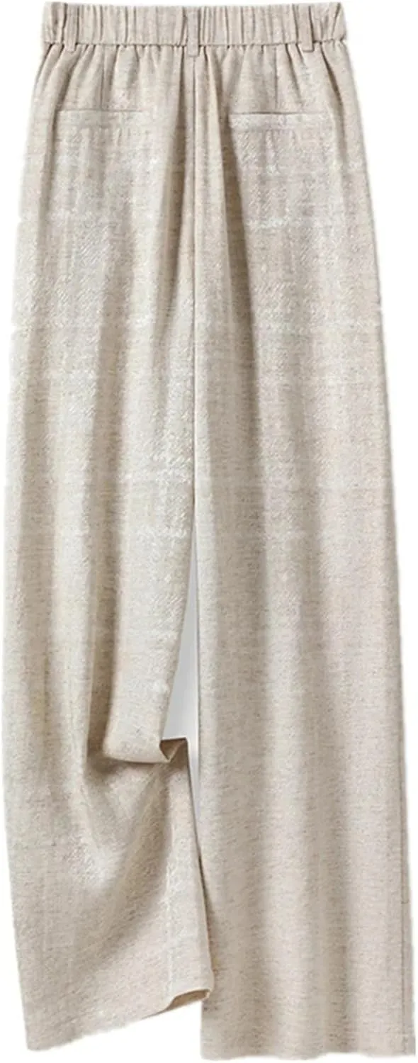 Women's Stretch Wide Leg Pants  Fashion Casual Linen Trousers Summer Beach Vacation Outfits
