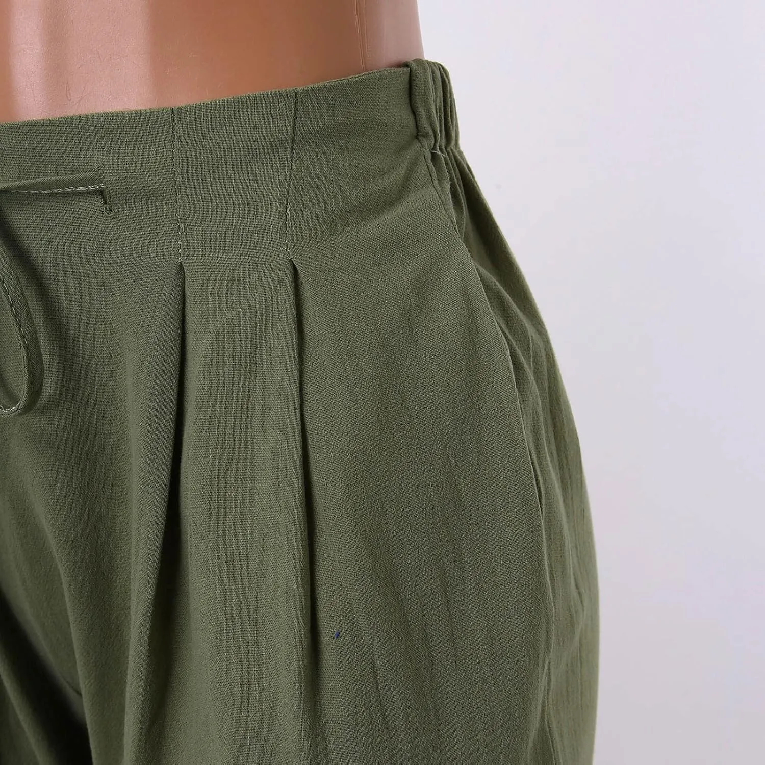 Womens Striped Pants and Straight Solid Elastic Pants Long Drawstring Women Waist Cotton Wide Leg High Waisted