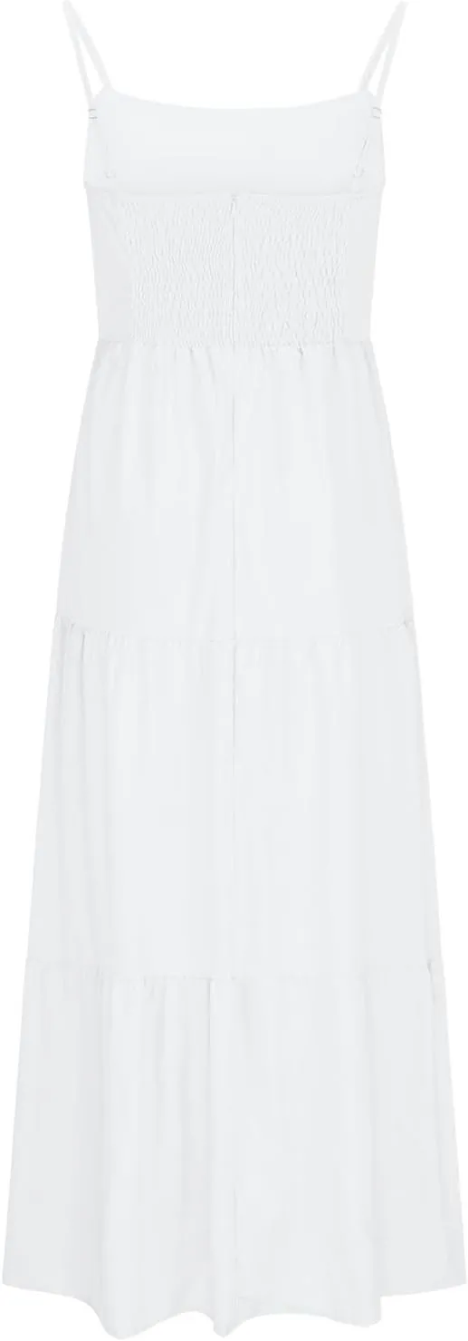 Women's Summer Cutout Maxi Dress Casual Boho Sleeveless Spaghetti Strap Long Beach Dress Smocked Tiered Sun Dresses