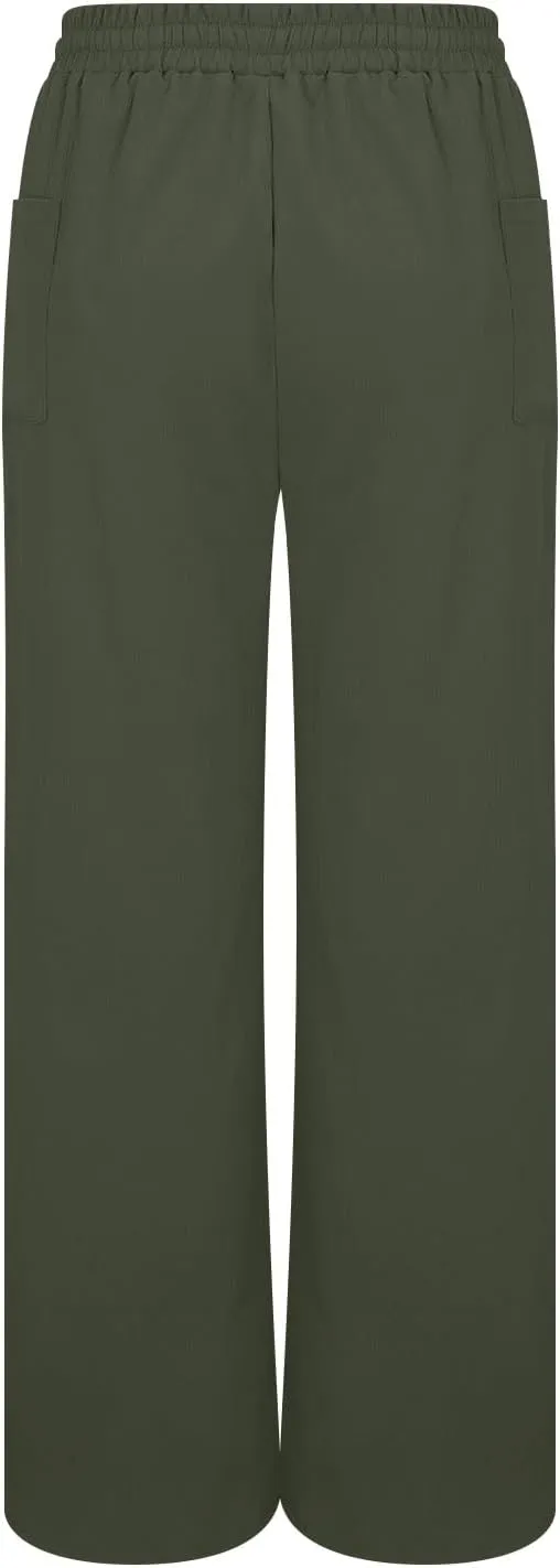 Womens Trendy Wide Leg Pants Casual Loose Irregular Patchwork Elastic Waist Cotton Linen Pants Outdoor Business Work Trousers
