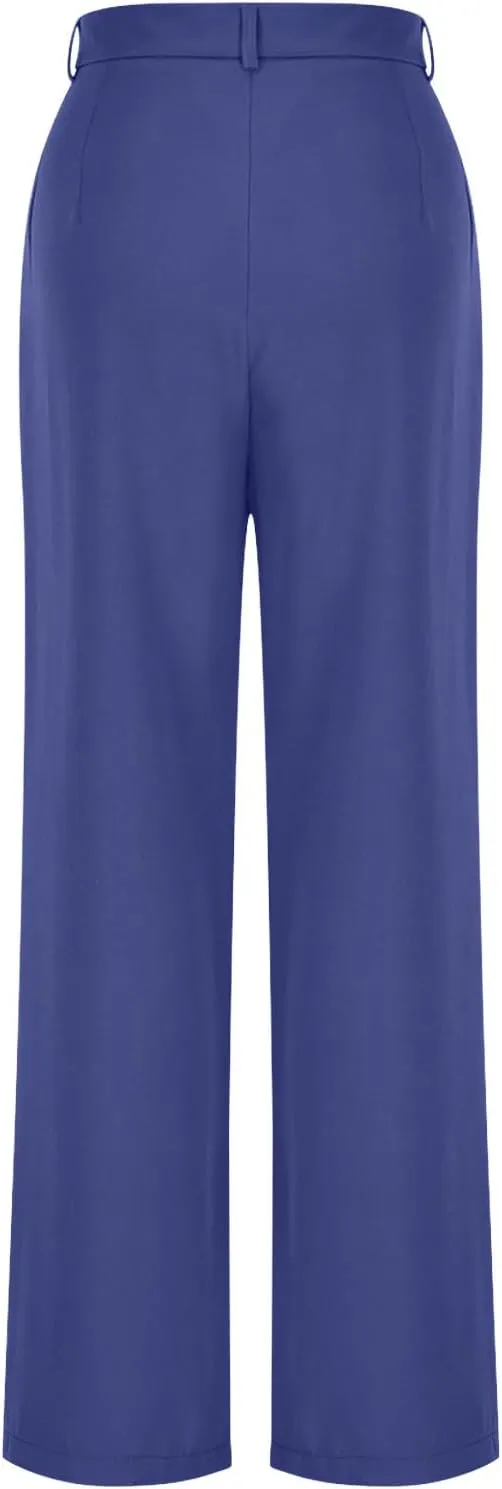 Women's Wide Leg Dress Pants Dressy Casual High Elastic Waisted Business Work Office Trousers Wide Leg Palazzo Pants