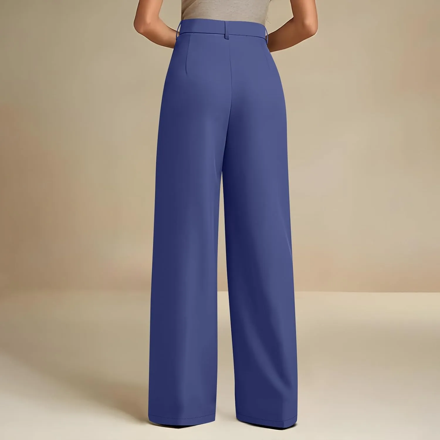 Women's Wide Leg Dress Pants Dressy Casual High Elastic Waisted Business Work Office Trousers Wide Leg Palazzo Pants