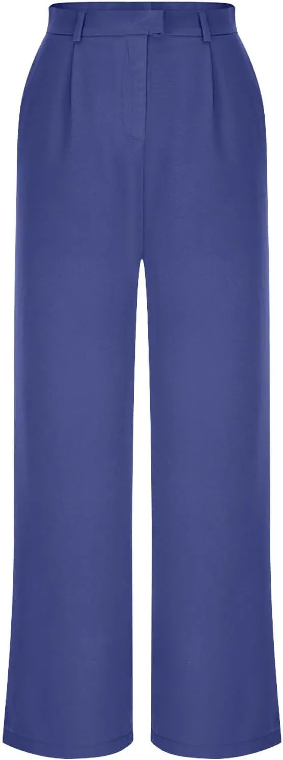 Women's Wide Leg Dress Pants Dressy Casual High Elastic Waisted Business Work Office Trousers Wide Leg Palazzo Pants