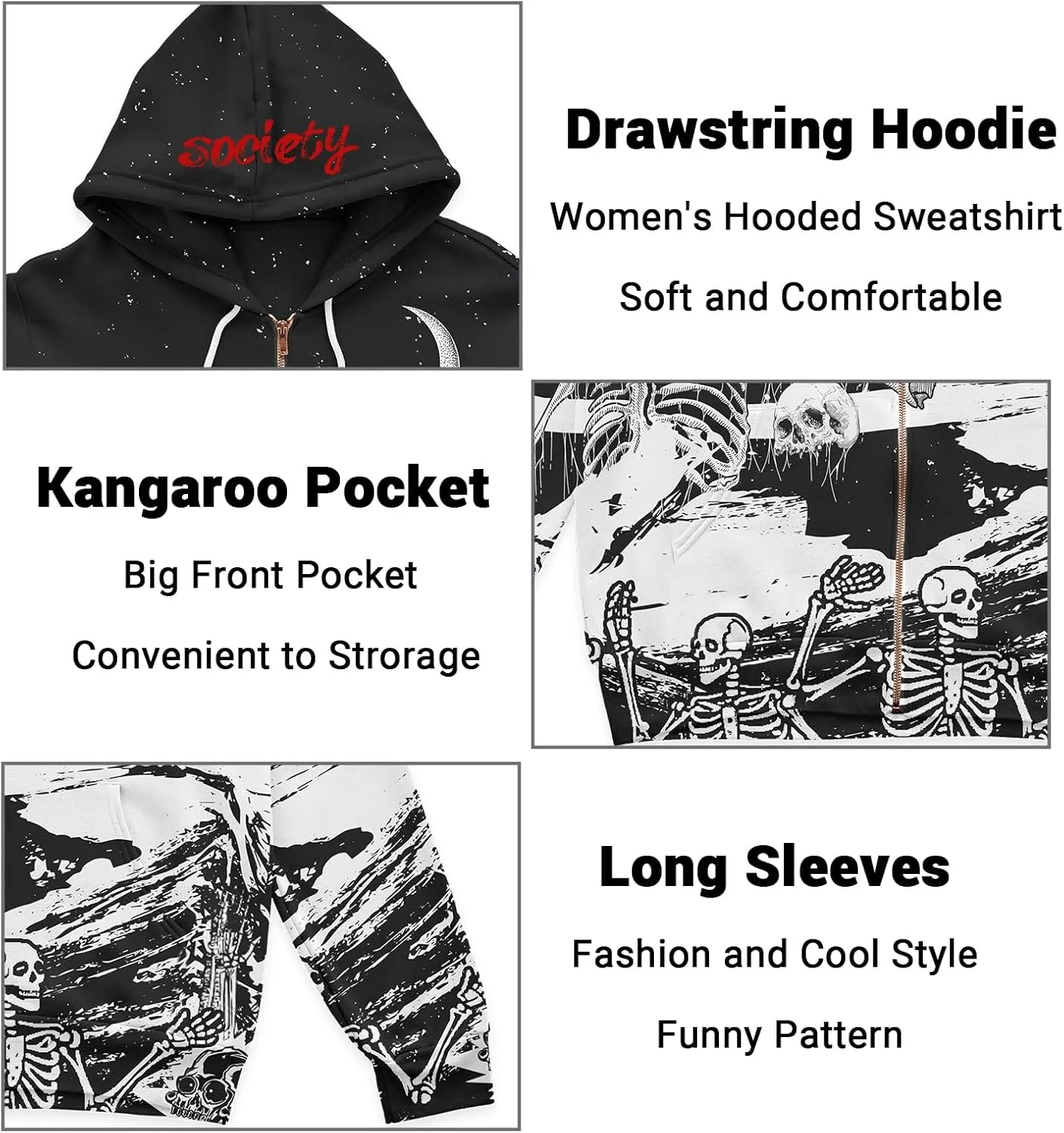 Womens Zip Front Plaid Sweatshirts Print Hoodie Fall Jackets Long Sleeve Casual Drawstring Clothes