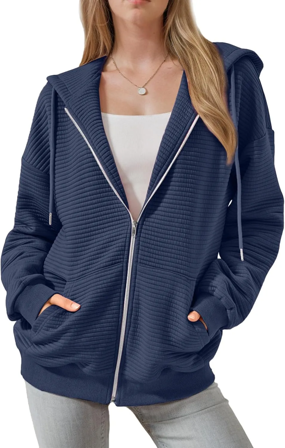 Womens Zip Up Hoodies Long Sleeve Sweatshirts Jackets Fall Winter Outfits 2025 Oversized Sweaters Casual Fashion