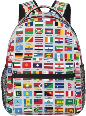 World Flags Backpack Laptop Backpack Sports Travel Shoulder bag Light casual backpack