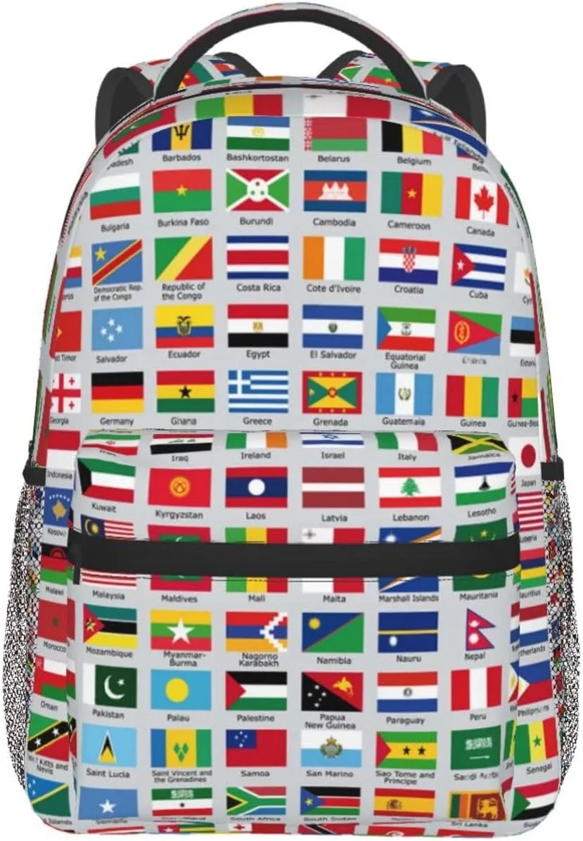 World Flags Backpack Laptop Backpack Sports Travel Shoulder bag Light casual backpack