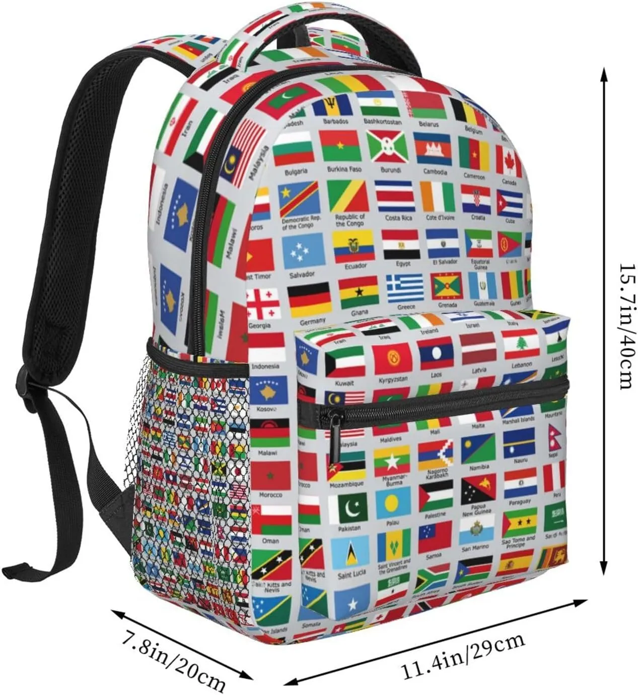 World Flags Backpack Laptop Backpack Sports Travel Shoulder bag Light casual backpack