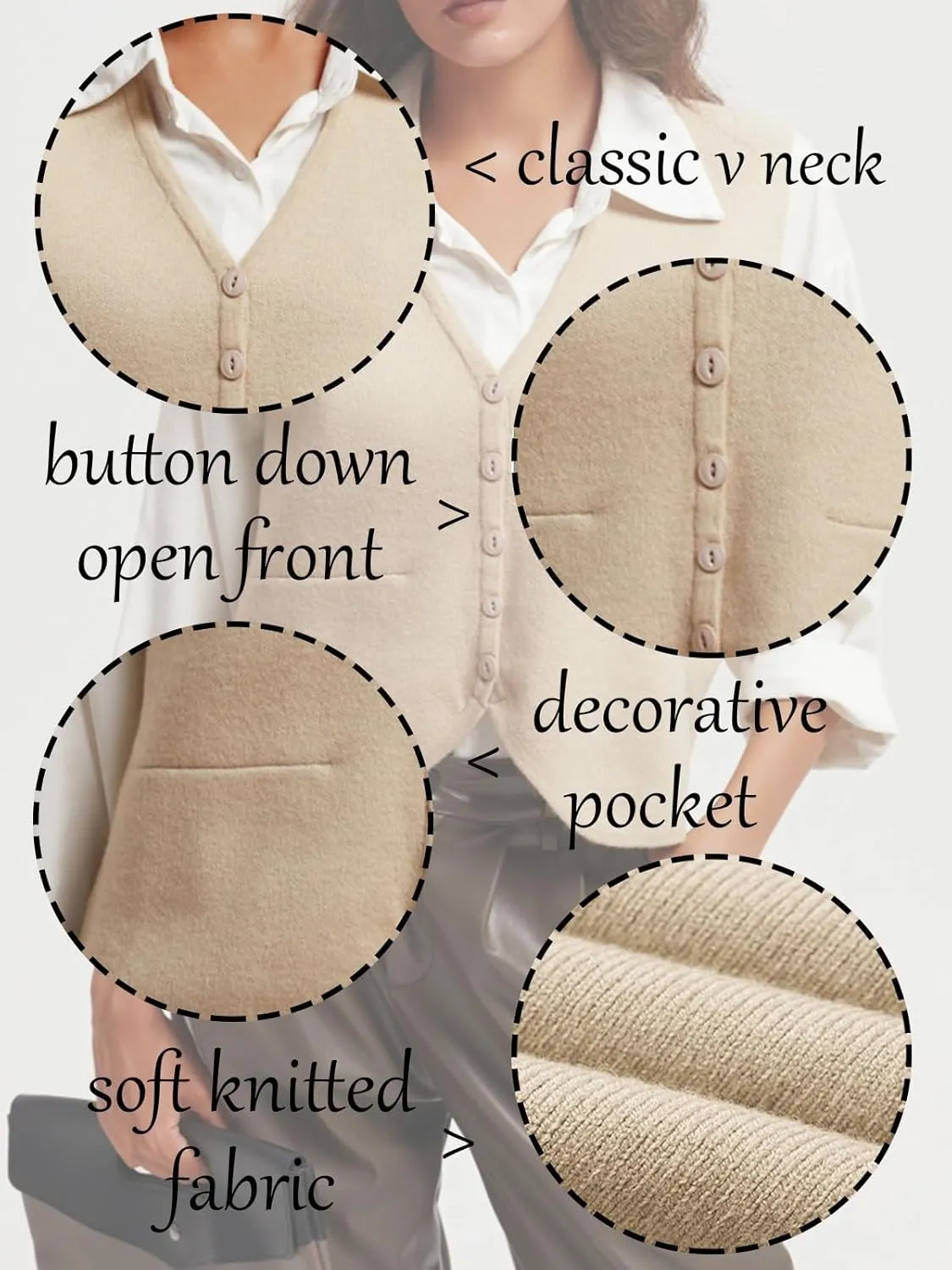 Wowcarbazole Women's Cropped Sweater Vest Sleeveless V Neck Button Down Casual Knit Cardigan Vest Trendy Knitted Tank Tops