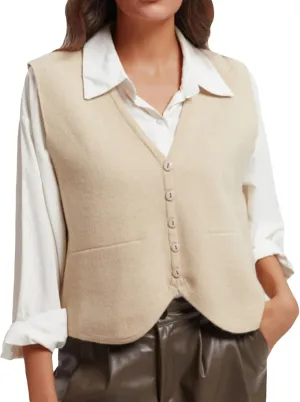 Wowcarbazole Women's Cropped Sweater Vest Sleeveless V Neck Button Down Casual Knit Cardigan Vest Trendy Knitted Tank Tops