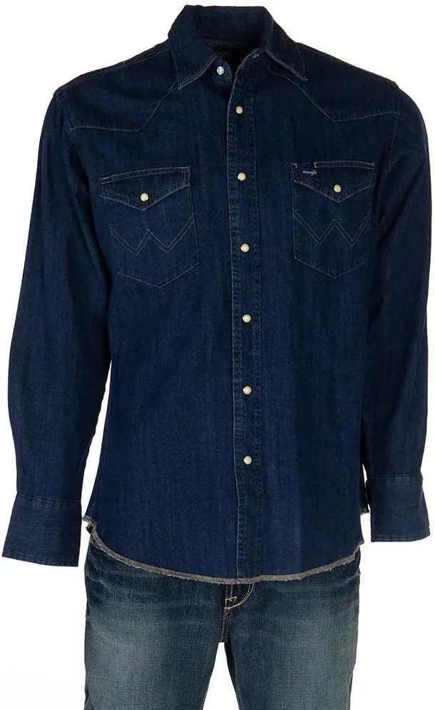 Wrangler Men's Cowboy Cut Western Long Sleeve Snap Work Shirt Firm Finish