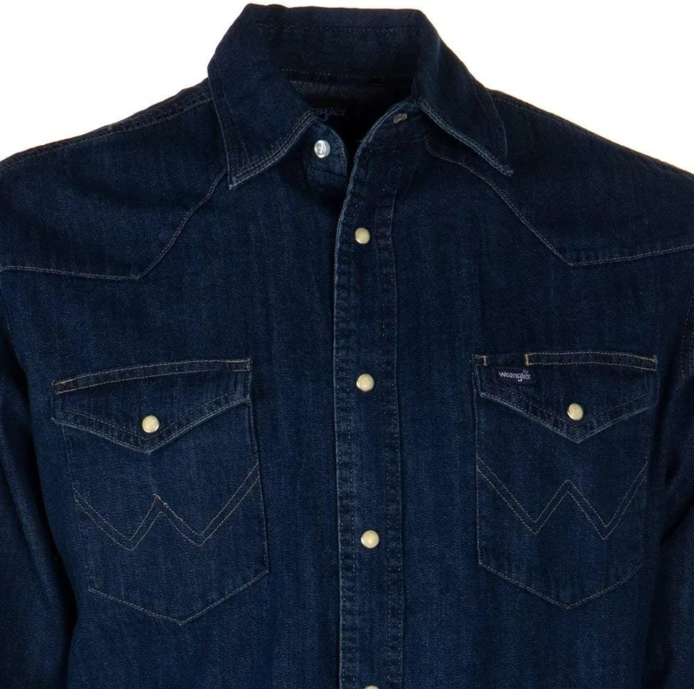 Wrangler Men's Cowboy Cut Western Long Sleeve Snap Work Shirt Firm Finish
