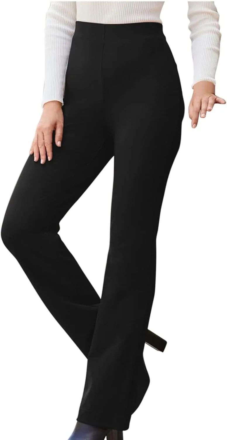 yardsong Dress Pants Women Bootcut Elastic High Waist Pull On Work Slacks Dressy Casual Slim Fit Solid Office Trousers