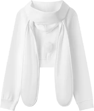 YEMOCILE Womens Kawaii Bunny Ear Oversized Hoodie Zip Up Long Sleeve Rabbit Hooded Sweatshirt