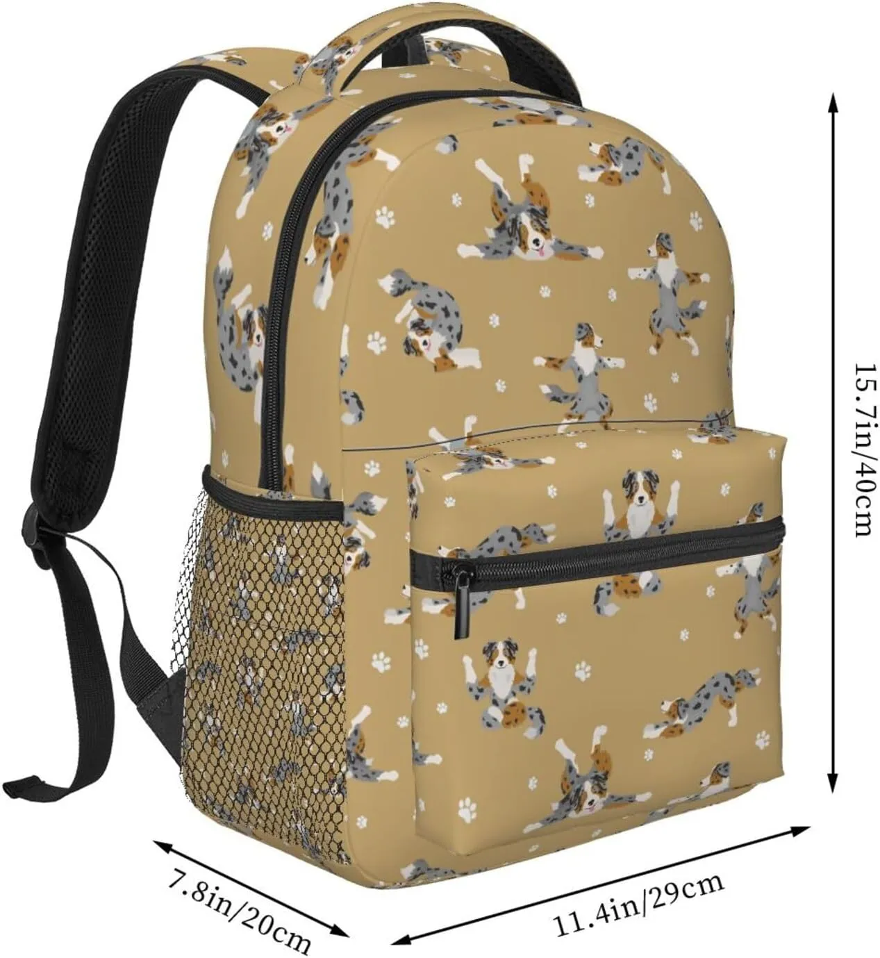 Yoga Dogs Poses And Exercises Australian Shepherd Backpack Laptop Backpack Sports Travel Shoulder bag Light casual backpack