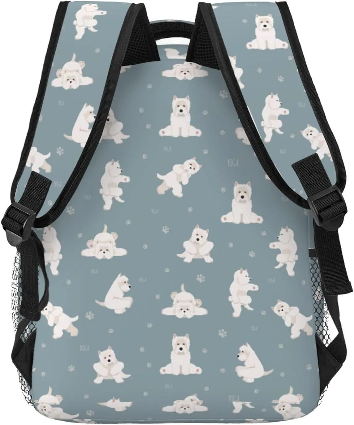 Yoga Westie Dogs Backpack Laptop Backpack Sports Travel Shoulder bag Light casual backpack