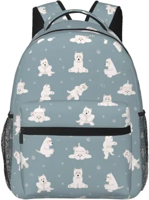 Yoga Westie Dogs Backpack Laptop Backpack Sports Travel Shoulder bag Light casual backpack