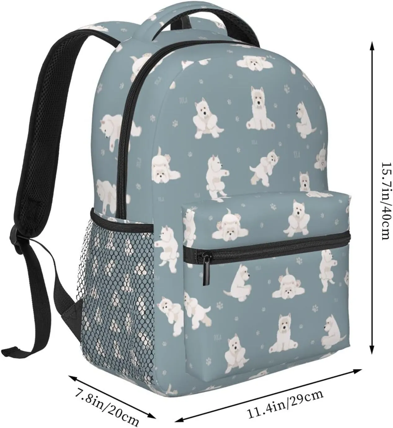 Yoga Westie Dogs Backpack Laptop Backpack Sports Travel Shoulder bag Light casual backpack