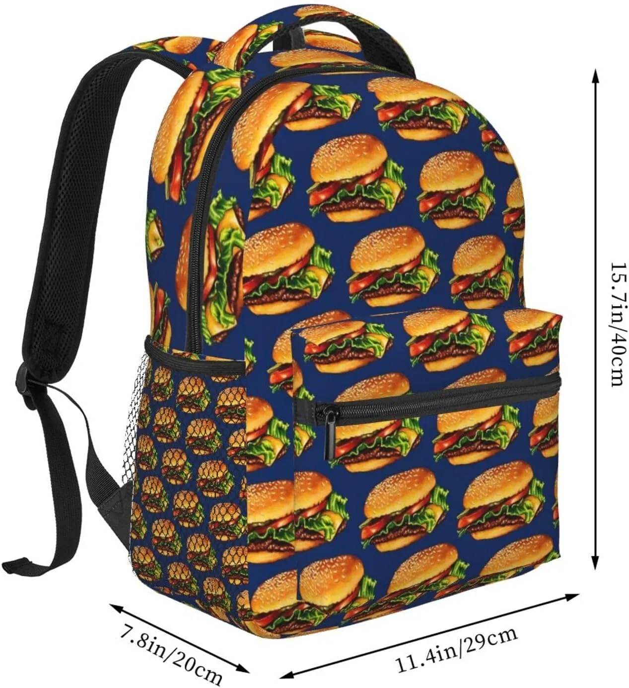 Yummy Burger Backpack Laptop Backpack Sports Travel Shoulder bag Light casual backpack