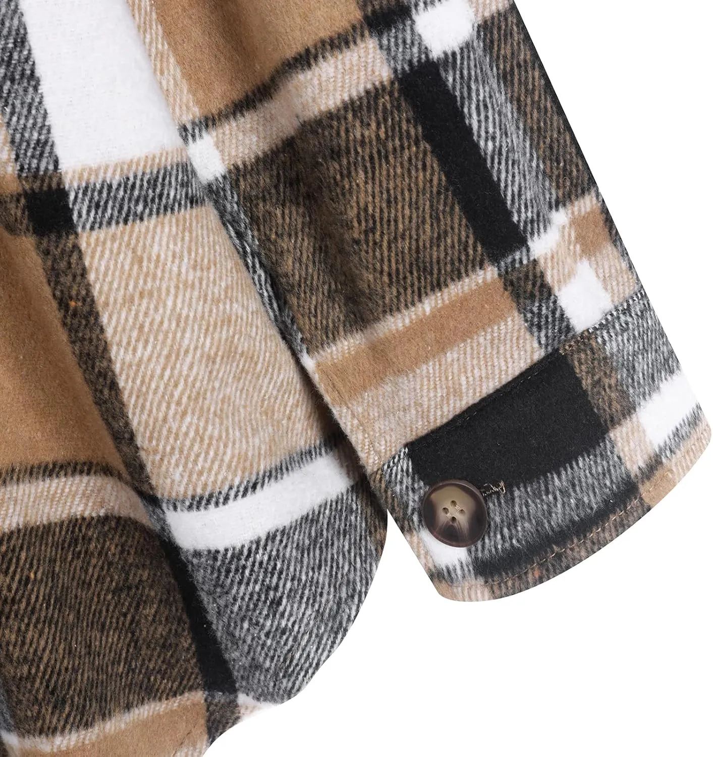 ZAFUL Women's Plaid Long Sleeve Shirt Button Down Thin Jacket Casual Flannel Plaid Shacket with Pocket