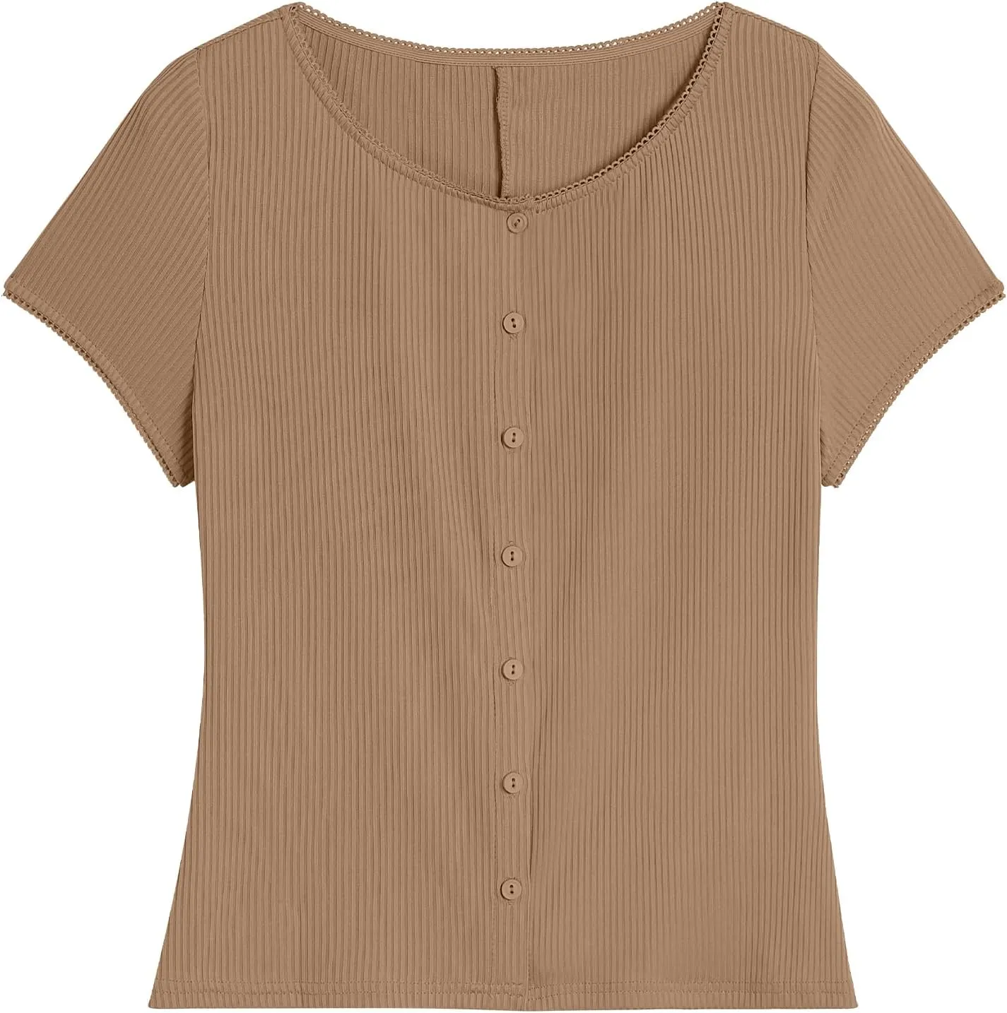 ZAFUL Women's Short Sleeve Shirt Crew Neck Button Down Cardigan T-Shirt Slim Fit Y2K Going Out Casual Fashion Tops