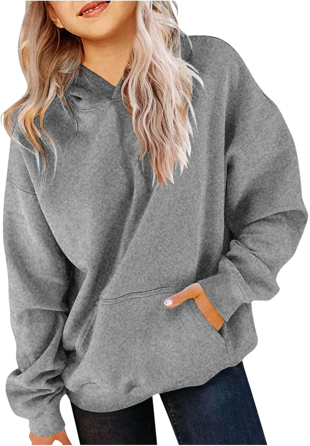 ZDRZK Hoodies for Girls Oversized Casual Fleece Cute Sweatshirts Long Sleeve Pullover Teen Girls Y2K Fall Clothes