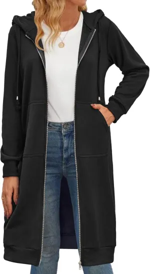 Zeagoo Women's Zip Up Hoodies Oversized Fleece Long Tunic Sweatshirts Casual Long Sleeve 2025 Fall Hoodie Jacket Coat