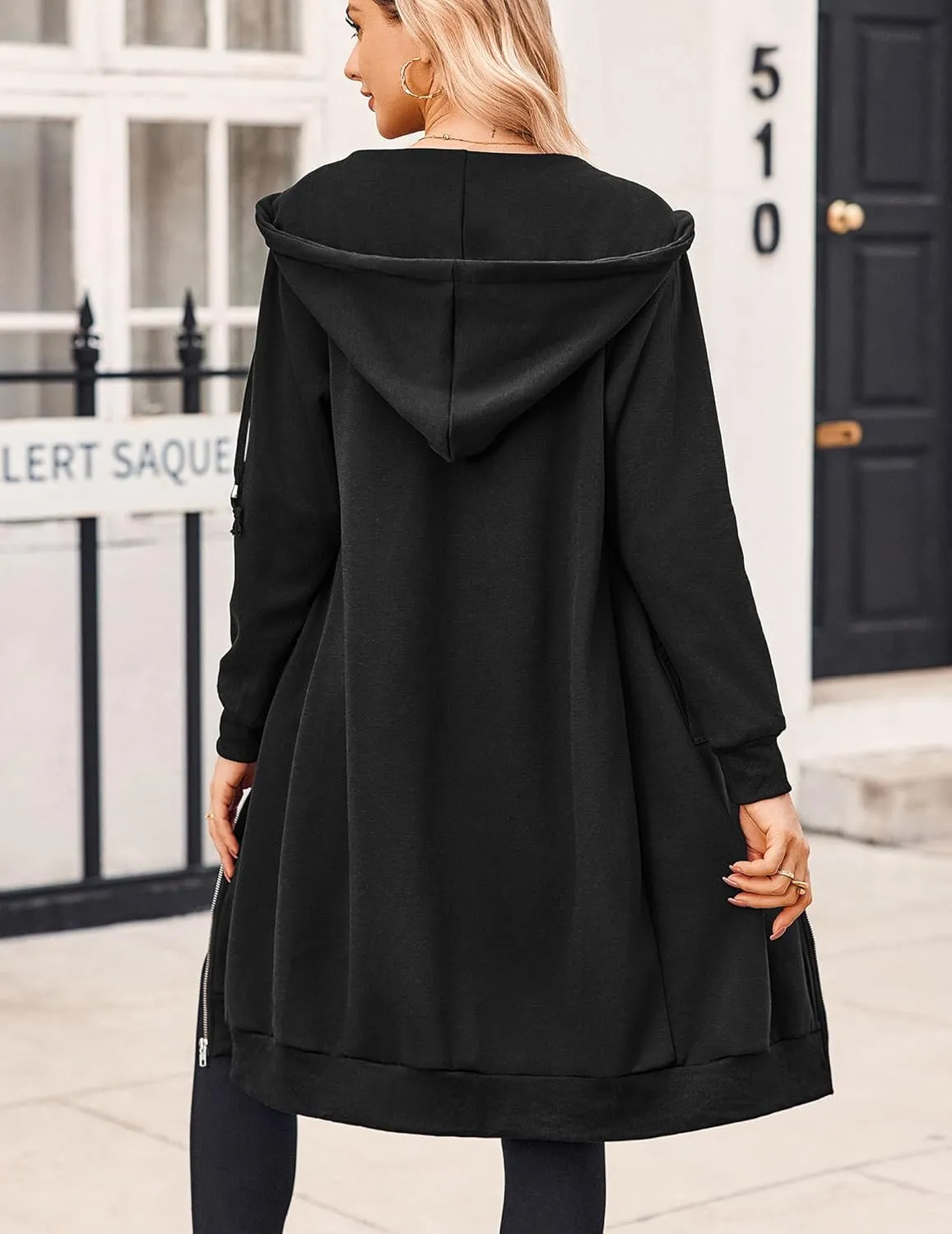 Zeagoo Women's Zip Up Hoodies Oversized Fleece Long Tunic Sweatshirts Casual Long Sleeve 2025 Fall Hoodie Jacket Coat