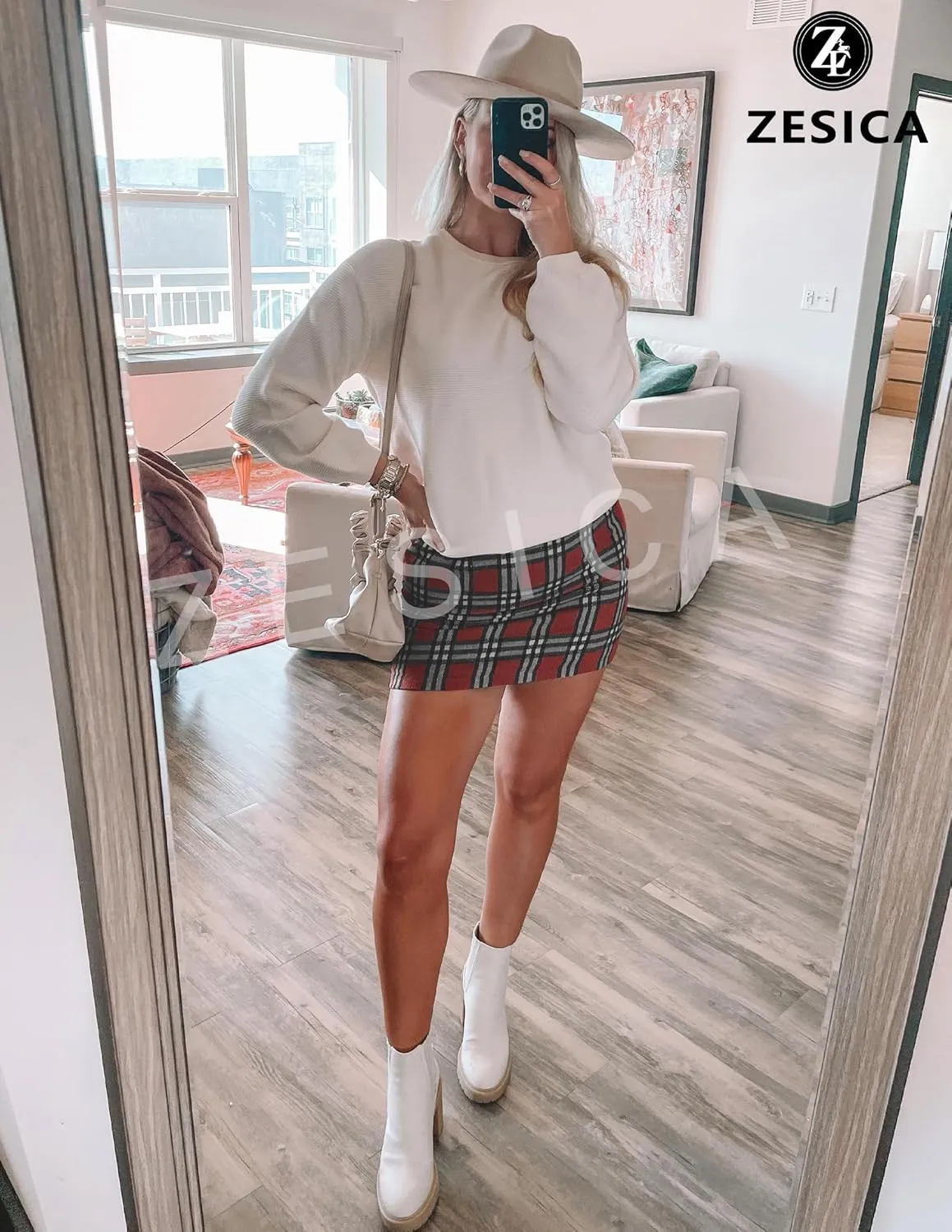 ZESICA Women's Crew Neck Long Lantern Sleeve Casual Loose Ribbed Knit Solid Soft Pullover Sweater Tops