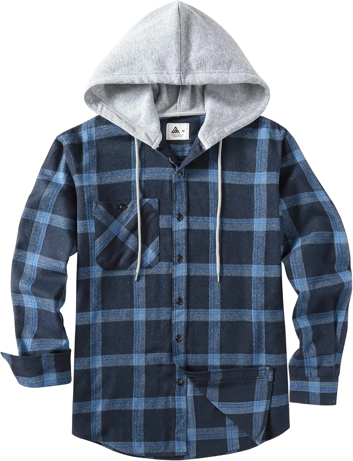 ZITY Men's Flannel Hoodie Shirts Casual Button Down Plaid Shirt Jackets for Men Long Sleeve Stylish Hooded with Pocket