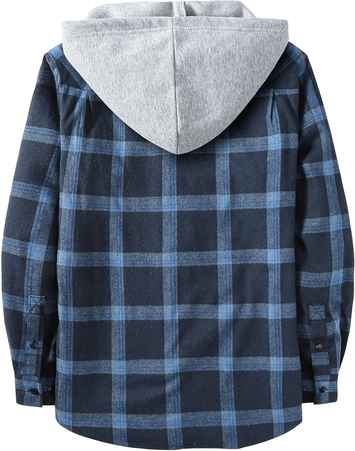 ZITY Men's Flannel Hoodie Shirts Casual Button Down Plaid Shirt Jackets for Men Long Sleeve Stylish Hooded with Pocket