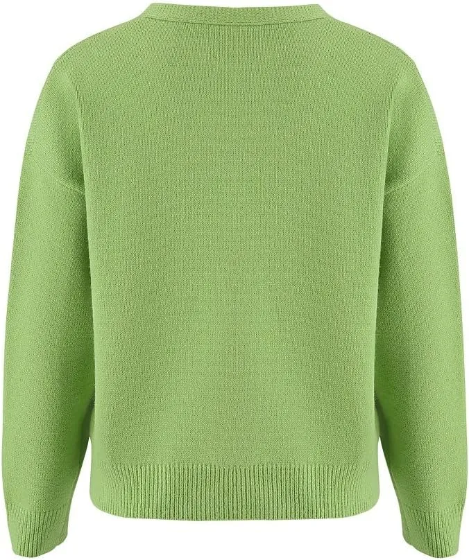 ZOCAVIA Women's Floral Knit Sweaters Cardigan Fall Winter Button Down Open Front Casual Flower Embroidered Cropped Sweaters