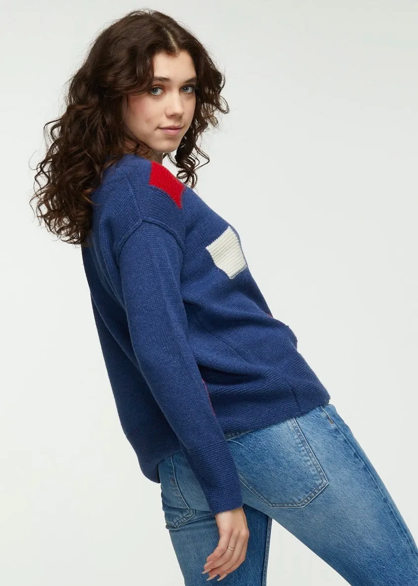 ZP5301 Knit Crew Neck Sweater W/Square Pattern