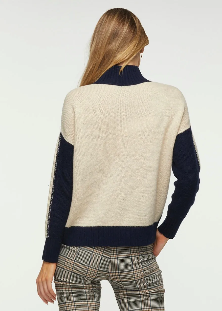 ZP5310 Mock Neck Knit Two Tone Sweater