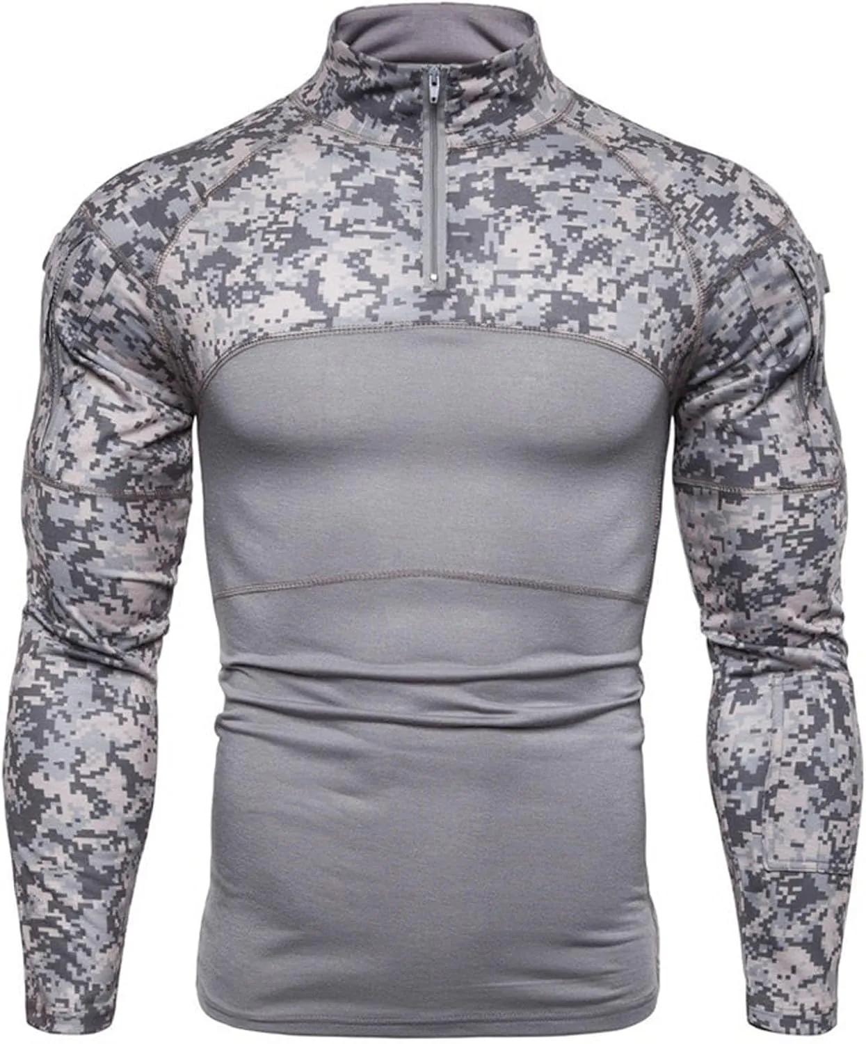 ZYXTIM Tactical Combat Shirt Men 1/4 Zip Long Sleeve Ripstop Military Top Breathable Quick Dry Sport Camping Hunting Shirts