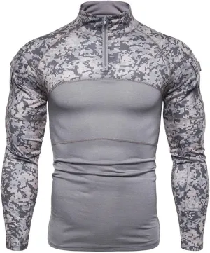 ZYXTIM Tactical Combat Shirt Men 1/4 Zip Long Sleeve Ripstop Military Top Breathable Quick Dry Sport Camping Hunting Shirts